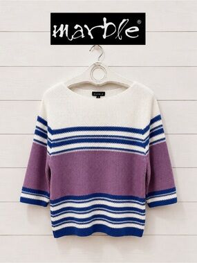 MARBLE Striped Knit Sweater – Size L